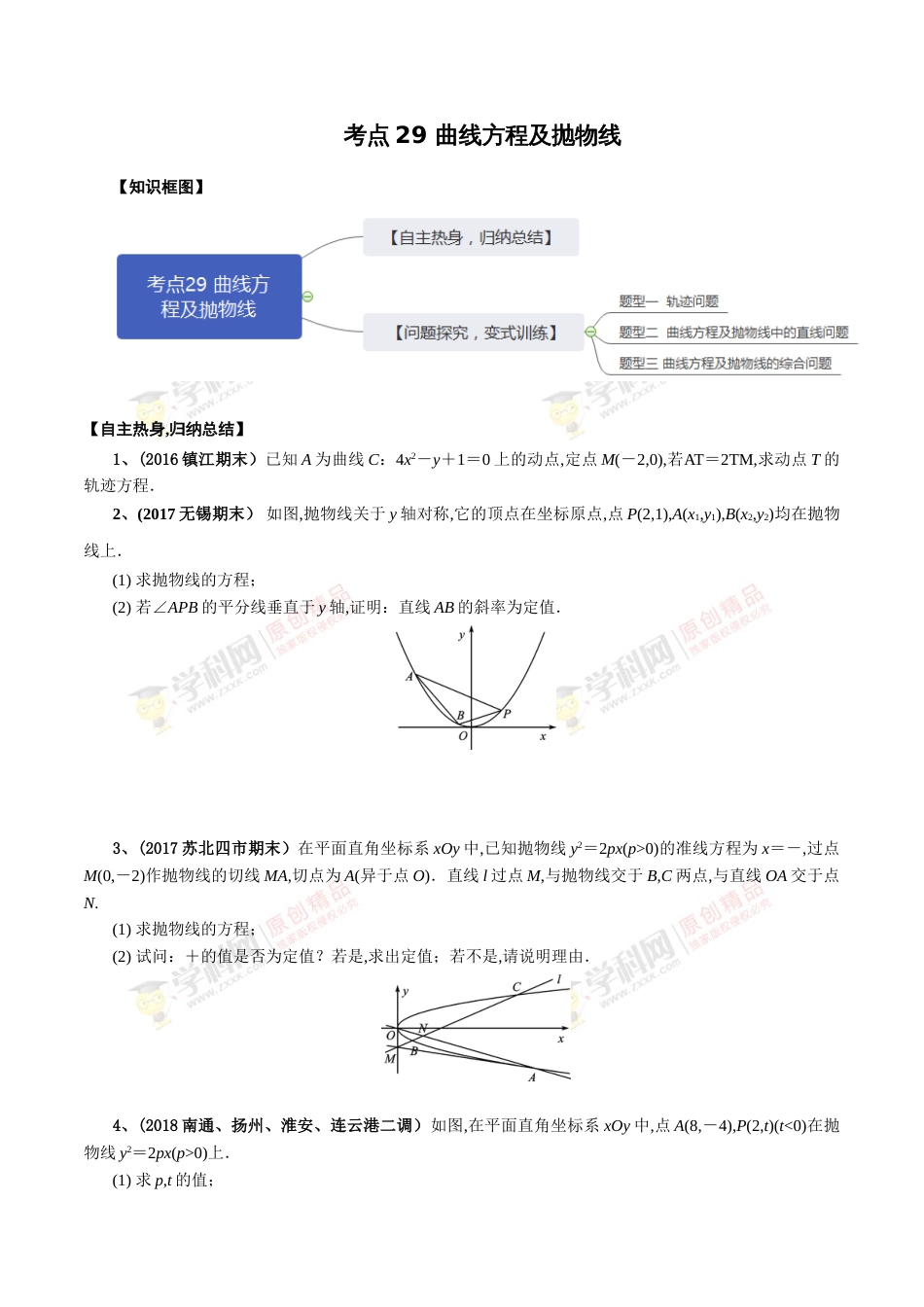 考点29 曲线方程及抛物线（原卷版）[共3页]_第1页