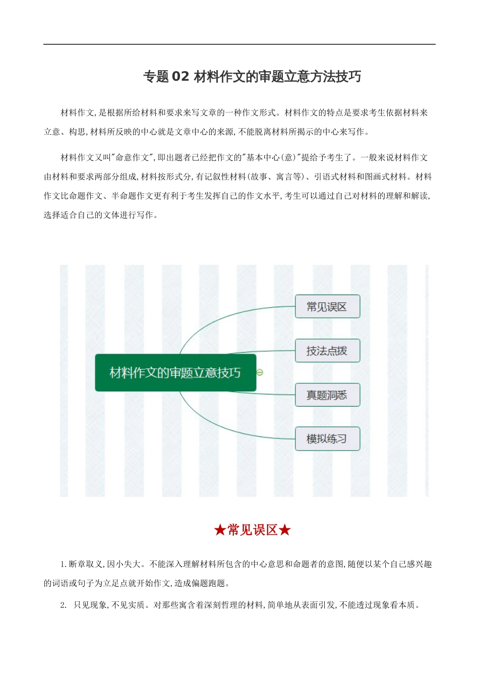 专题02 材料作文的审题立意技巧-2020年高考语文之作文必备写作技巧[共45页]_第1页