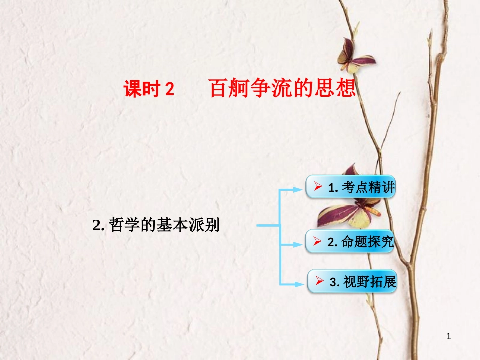 （全国通用Ⅱ）高考政治一轮复习 考点专题 模块4 单元13 课时2 百舸争流的思想 考点二 哲学的基本派别课件_第1页