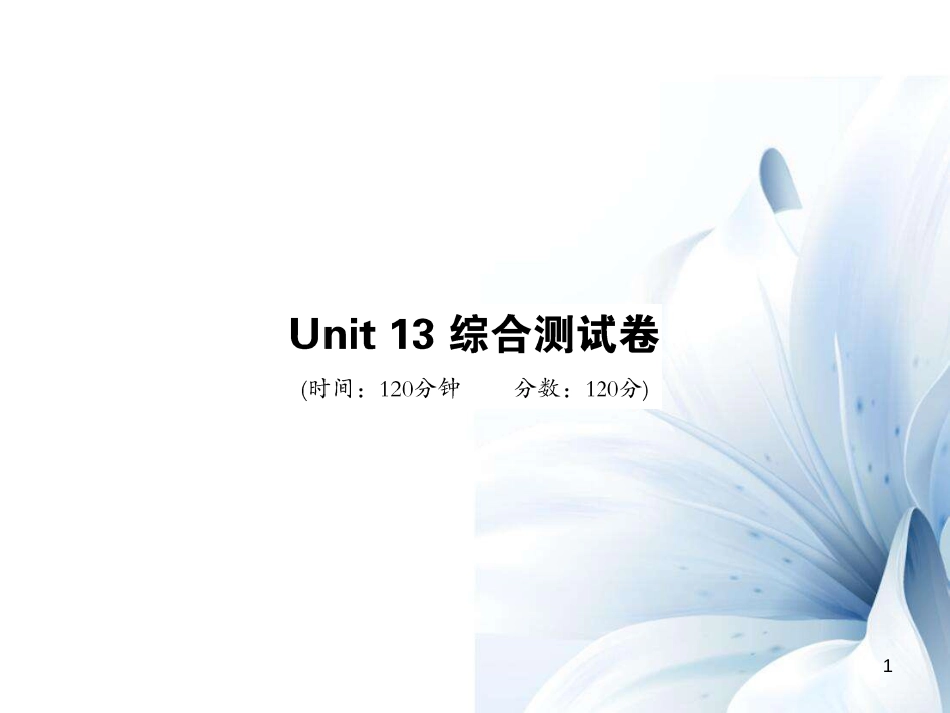 九年级英语全册 Unit 13 We’re trying to save the earth综合测试卷课件 （新版）人教新目标版[共20页]_第1页