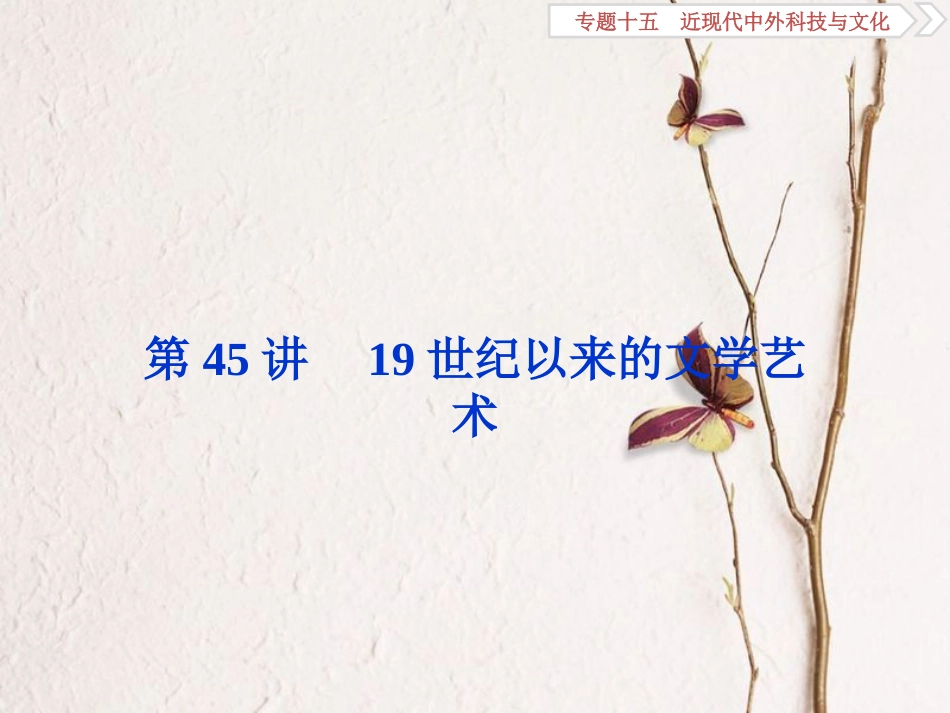 （全国通用）高考历史一轮复习 专题十五 近现代中外科技与文化 第45讲 19世纪以来的文学艺术课件_第1页