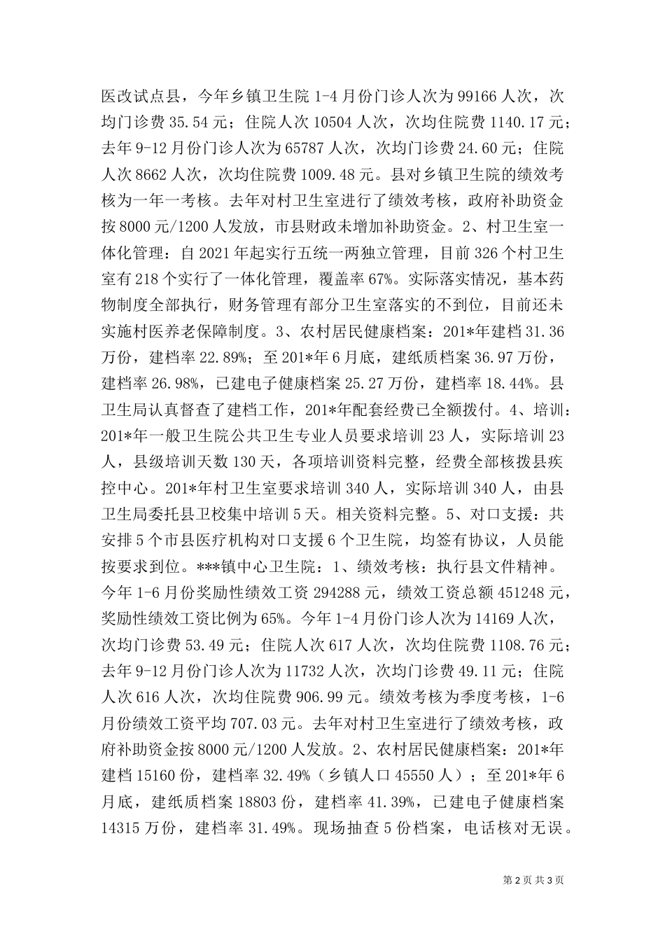 农村卫生督查情况报告_第2页