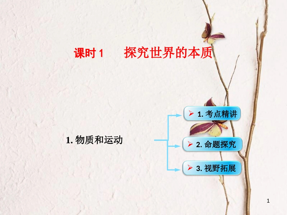 （全国通用Ⅱ）高考政治一轮复习 考点专题 模块4 单元14 课时1 探究世界的本质 考点一 物质和运动课件_第1页