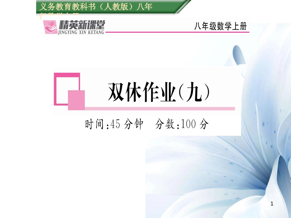 八年级数学上册 第十四章 整式的乘法与因式分解双休作业九课件 （新版）新人教版[共18页]_第1页