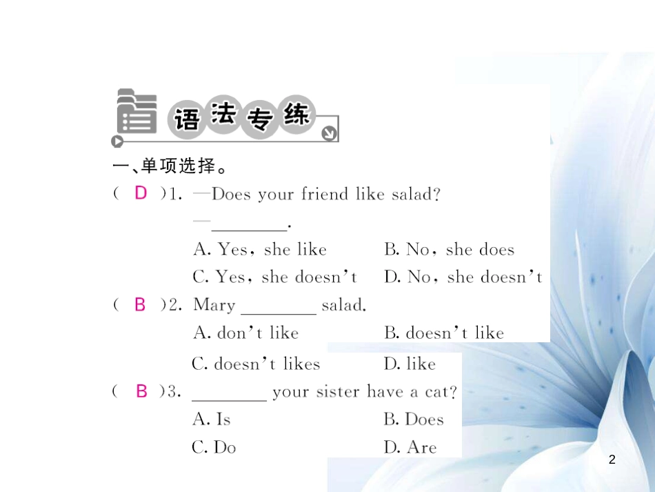 七年级英语上册 Unit 6 Do you like banana语法精讲专练课件 （新版）人教新目标版[共5页]_第2页