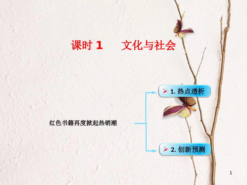 （全国通用Ⅱ）高考政治一轮复习 考点专题 模块4 单元9 文化与社会 课时1 热点突破 红色书籍再度掀起热销潮课件_第1页