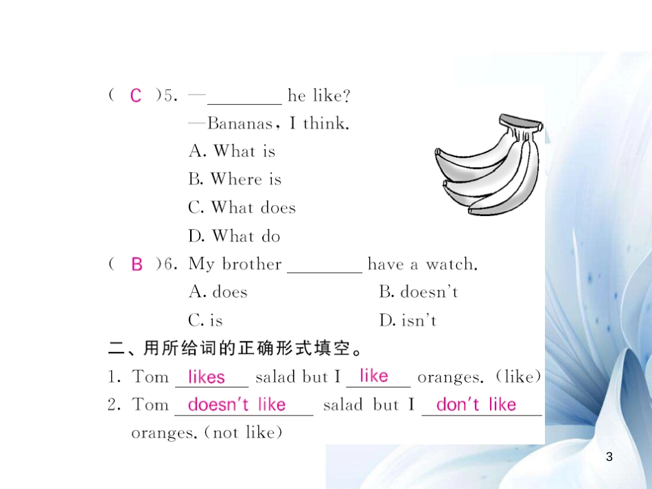 七年级英语上册 Unit 6 Do you like bananas语法精讲专练课件 （新版）人教新目标版[共5页]_第3页