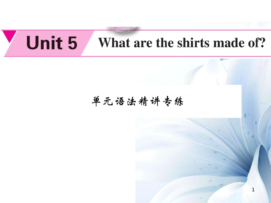 九年级英语全册 Unit 5 Where are the shirts made of 语法精讲专练课件 （新版）人教新目标版[5页]_第1页