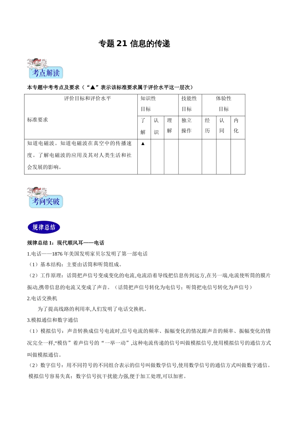 专题21 信息的传递（解析版）[1]_第1页