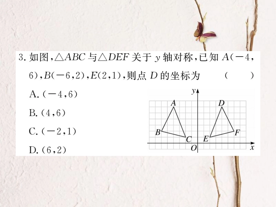 八年级数学上册 3.3 轴对称与坐标变化习题课件 （新版）北师大版_第3页