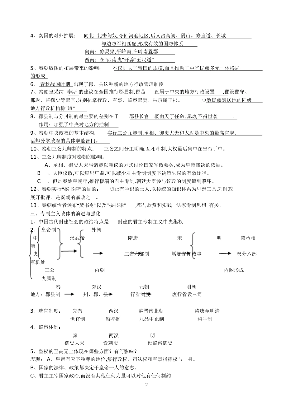 (人民版)高一历史必修一必背知识点[共51页]_第2页