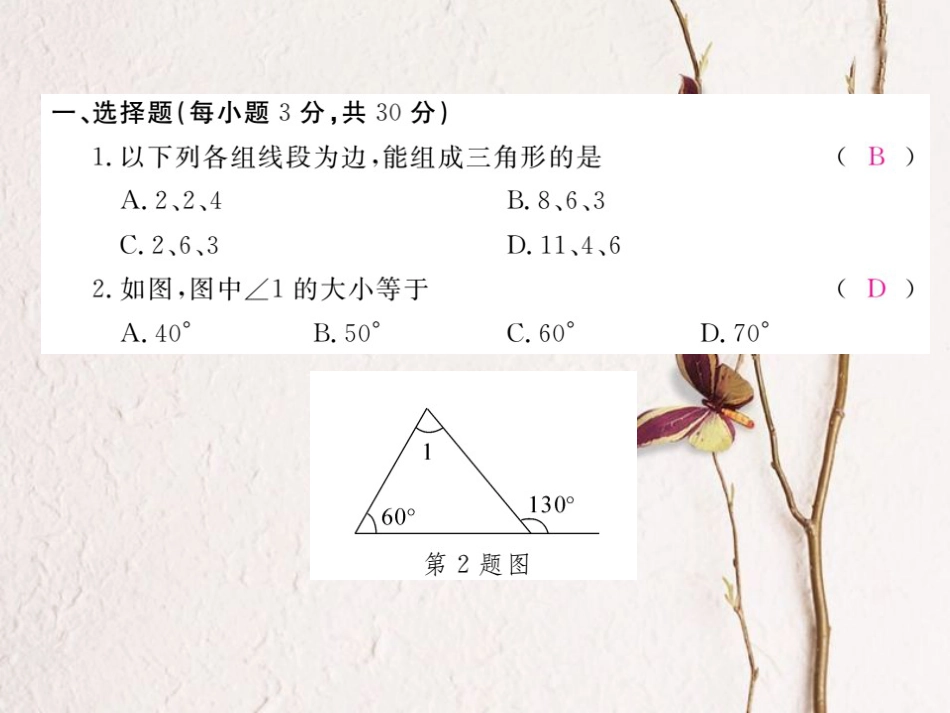 八年级数学上册 11 三角形检测卷课件 （新版）新人教版_第2页