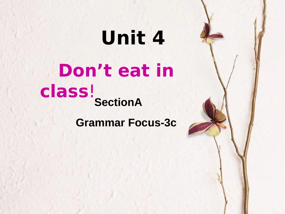 （水滴系列）七年级英语下册 Unit 4 Don’t eat in class（第3课时）Section A（Grammar Focus-3c）课件 （新）人教新目标_第1页