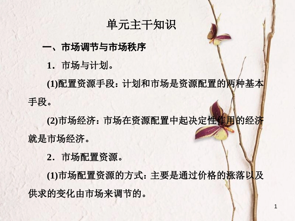 高中政治 第四单元 发展社会主义市场经济单元主干知识课件 新人教版必修1[共24页]_第1页