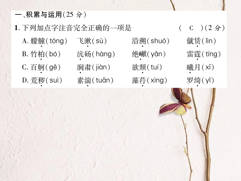 八年级语文上册 第六单元 达标测试题课件 （新版）新人教版[共22页]_第2页