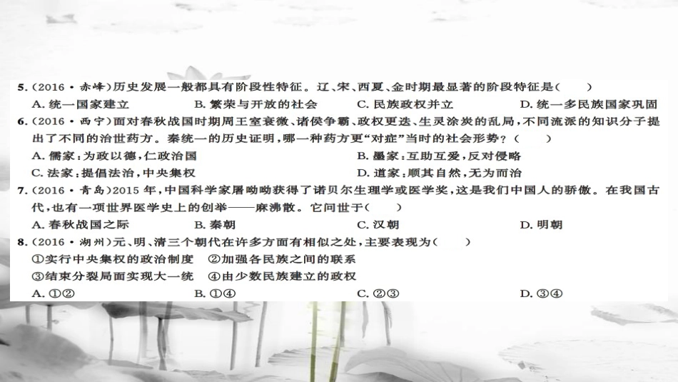 安徽省中考历史 历阶段测试一中国古代史课件[共11页]_第3页