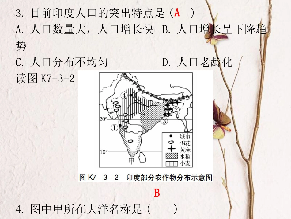 七年级地理下册 第七章 第三节 印度课堂十分钟课件 （新版）新人教版_第3页