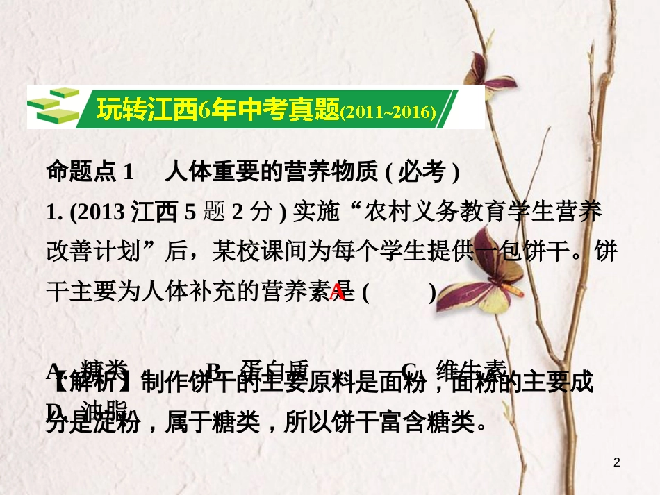江西省中考化学研究复习 第一部分 考点研究 第十二单元 化学与生活课件_第2页