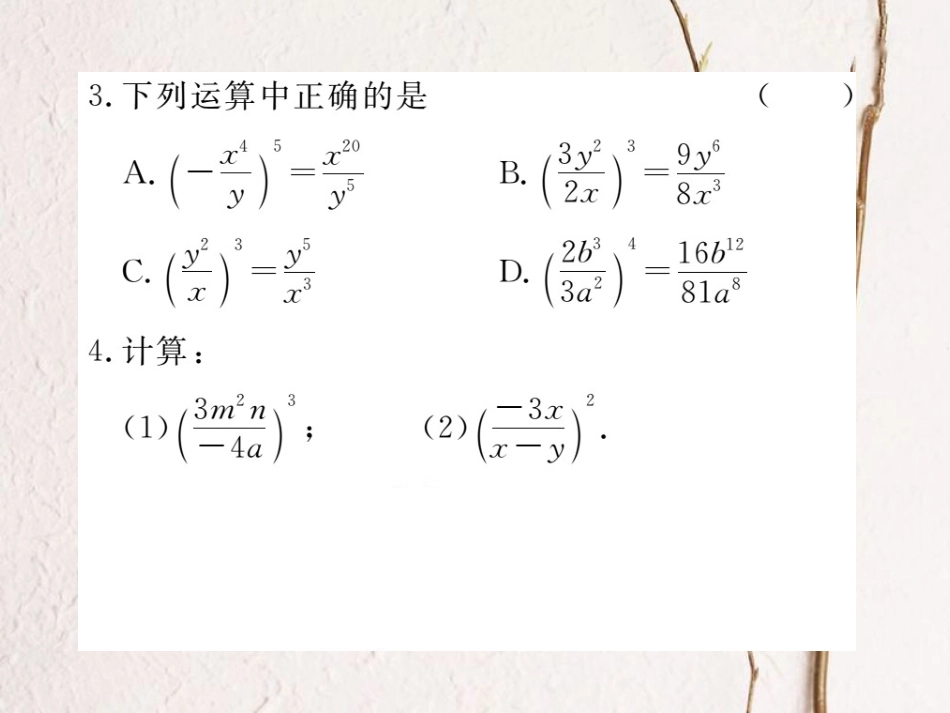 八年级数学上册 15.2.1 第2课时 分式的乘方习题课件 （新版）新人教版_第3页