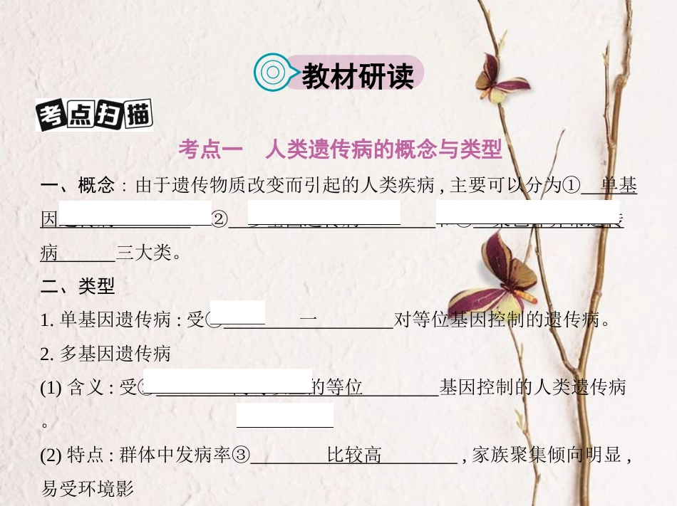 （新课标）高考生物一轮复习 遗传与进化 第6单元 遗传的基本规律 第19讲 人类遗传病课件（必修2）[共30页]_第2页