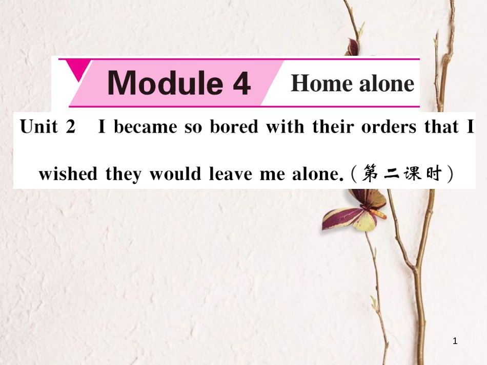 ewxAAA九年级英语上册 Module 4 Home alone Unit 2 I became so bored with their orders that I wished they would leave me alone（第2课时）课件 （新版）外研版_第1页