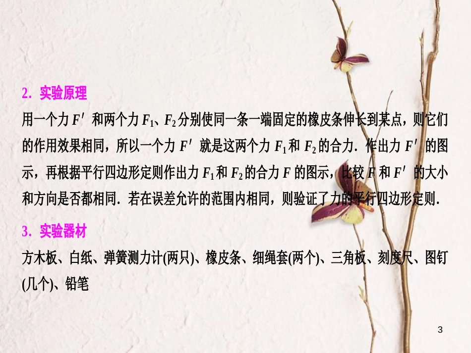 优化探究（新课标）高三物理一轮复习 第2章 相互作用 实验3 验证力的平行四边形定则课件_第3页