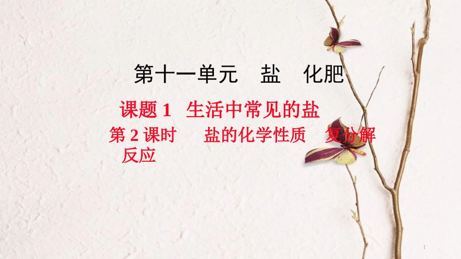 九年级化学下册 第11单元 盐 化肥 课题1 生活中常见的盐 第2课时 盐的化学性质 复分解反应教学课件 （新版）新人教版[共16页]_第1页