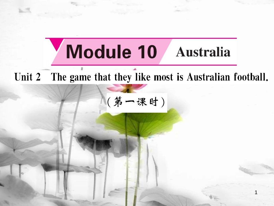 ldqAAA九年级英语上册 Module 10 Australia Unit 2 The game that they like most is Australian football（第1课时）课件 （新版）外研版_第1页