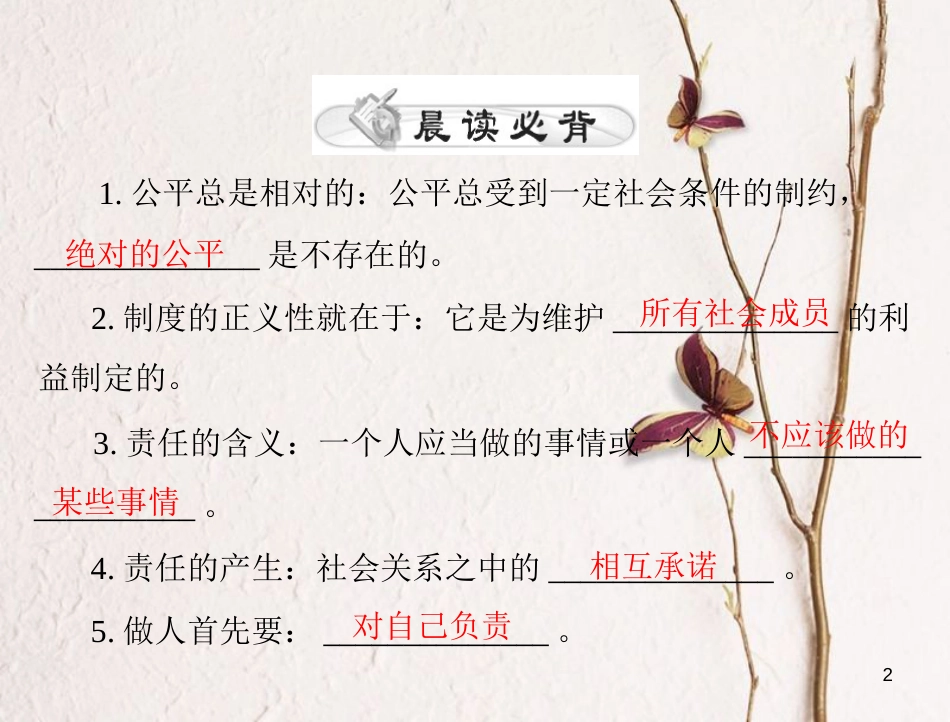 中考政治 第一部分 知识闯关 能力提升 第18课时 维护社会公平 勇于承担责任复习课件_第2页