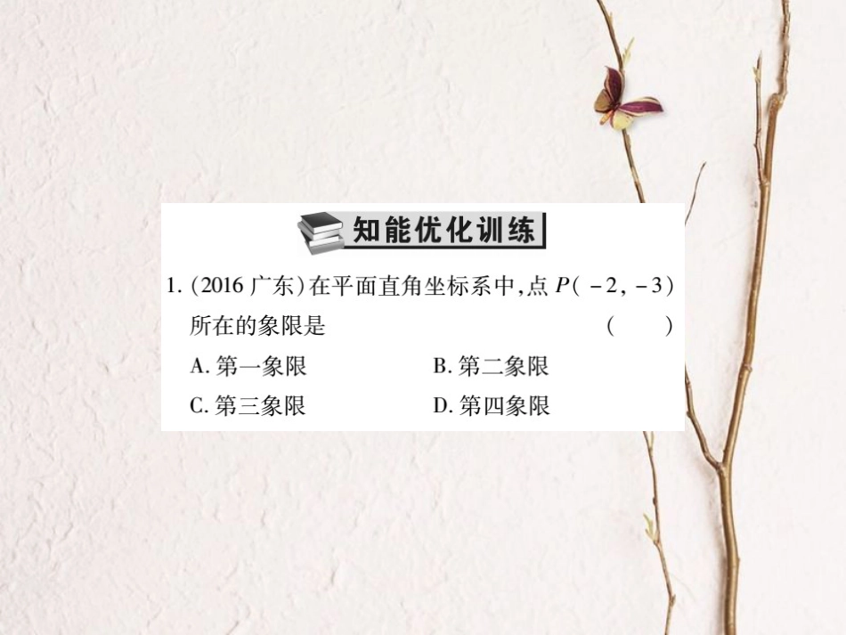 中考数学总复习 第一轮 基础知识复习 第三章 函数及其图象 第1讲 平面直角坐标系及函数（练册本）课件[共48页]_第3页