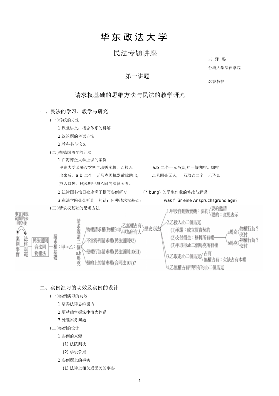 请求权基础的思维方法与民法的教学研究_第1页