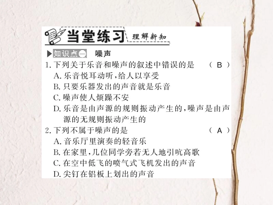 八年级物理上册 2.4 让声音为人类服务 2.4.2 噪声的控制和减少习题课件 （新版）粤教沪版_第3页