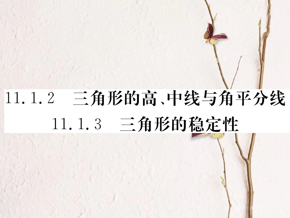 八年级数学上册 11.1.2 三角形的高、中线与角平分线 11.1.3 三角形的稳定性习题课件 （新版）新人教版_第1页