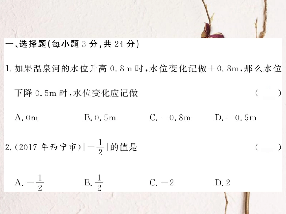 七年级数学上册 1 有理数综合检测卷课件 （新版）湘教版_第2页