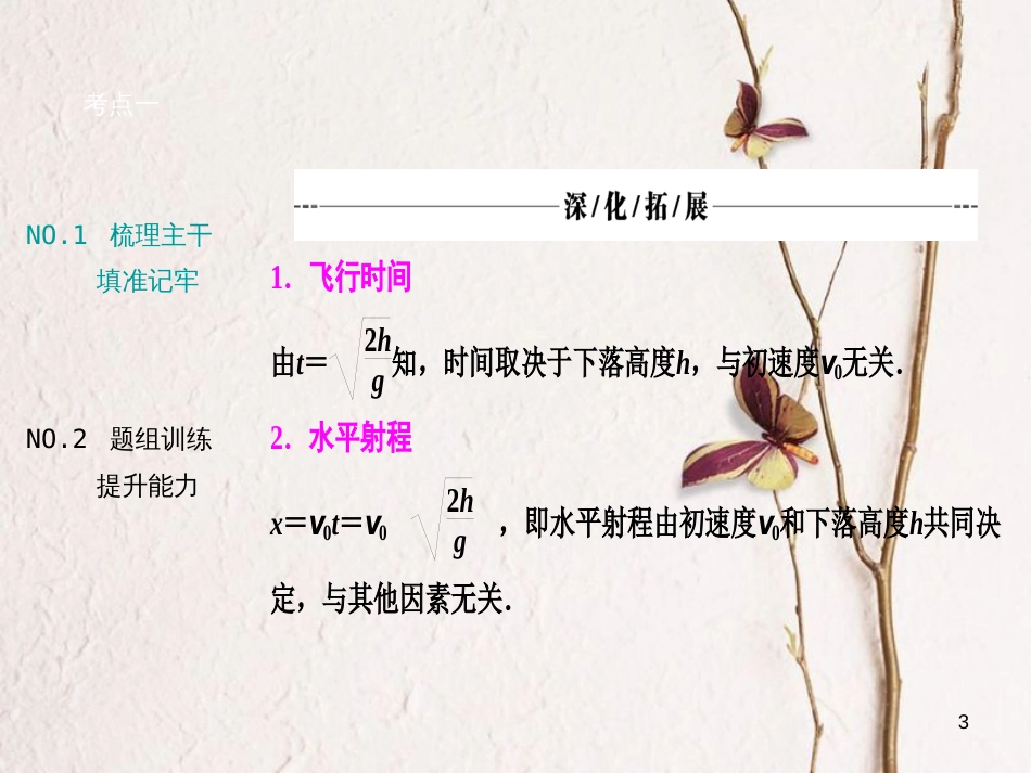 优化探究（新课标）高三物理一轮复习 第4章 曲线运动 万有引力与航天 第2讲 抛体运动课件_第3页
