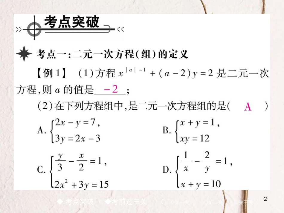 七年级数学下册 8 二元一次方程组章末考点复习与小结课件 （新版）新人教版_第2页