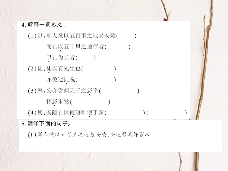 （襄阳专）九年级语文上册 第六单元 22 唐雎不辱使命课件 新人教_第2页