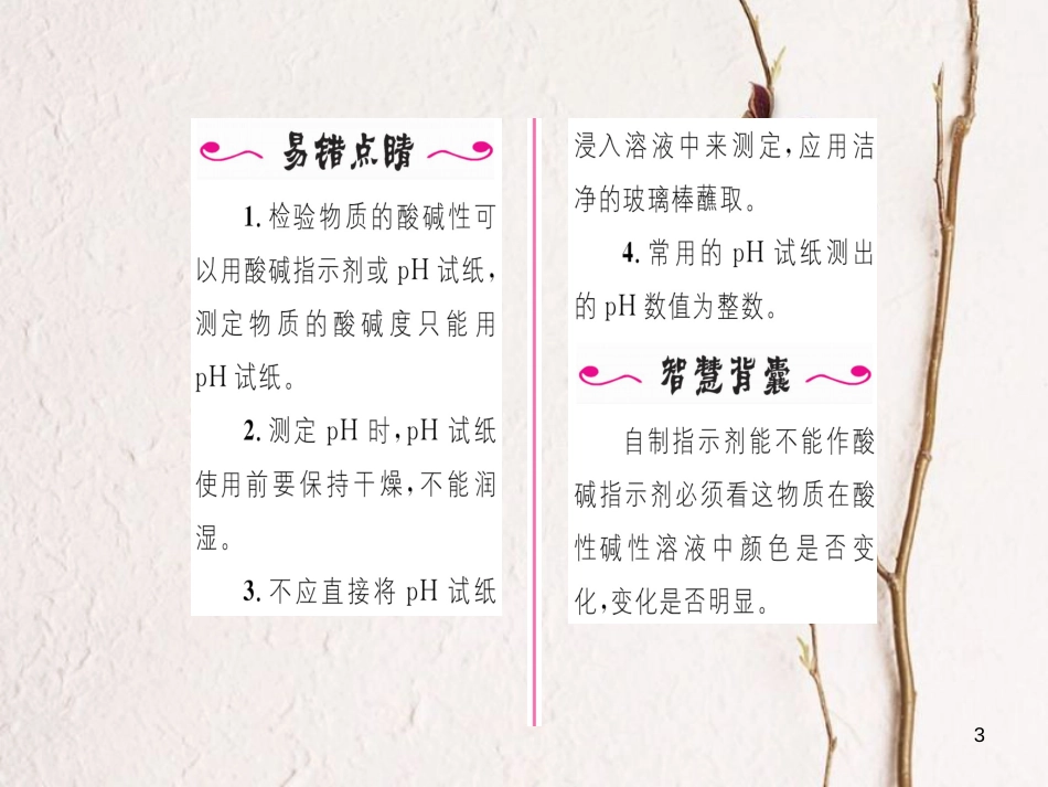 九年级化学下册 第10单元 酸和碱 实验活动7 溶液酸碱性的检验习题课件 （新版）新人教版[共17页]_第3页