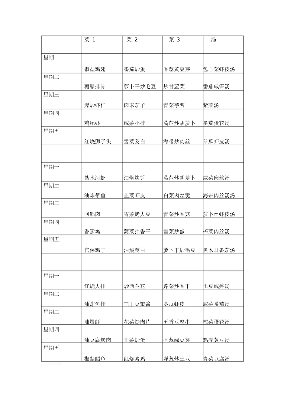 中小学一周菜谱(三菜一汤)荤素搭配[共3页]_第2页