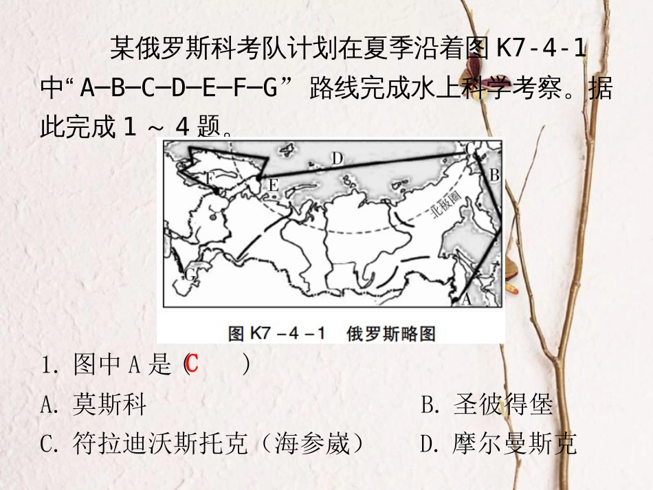 七年级地理下册 第七章 第四节 俄罗斯课堂十分钟课件 （新版）新人教版_第2页