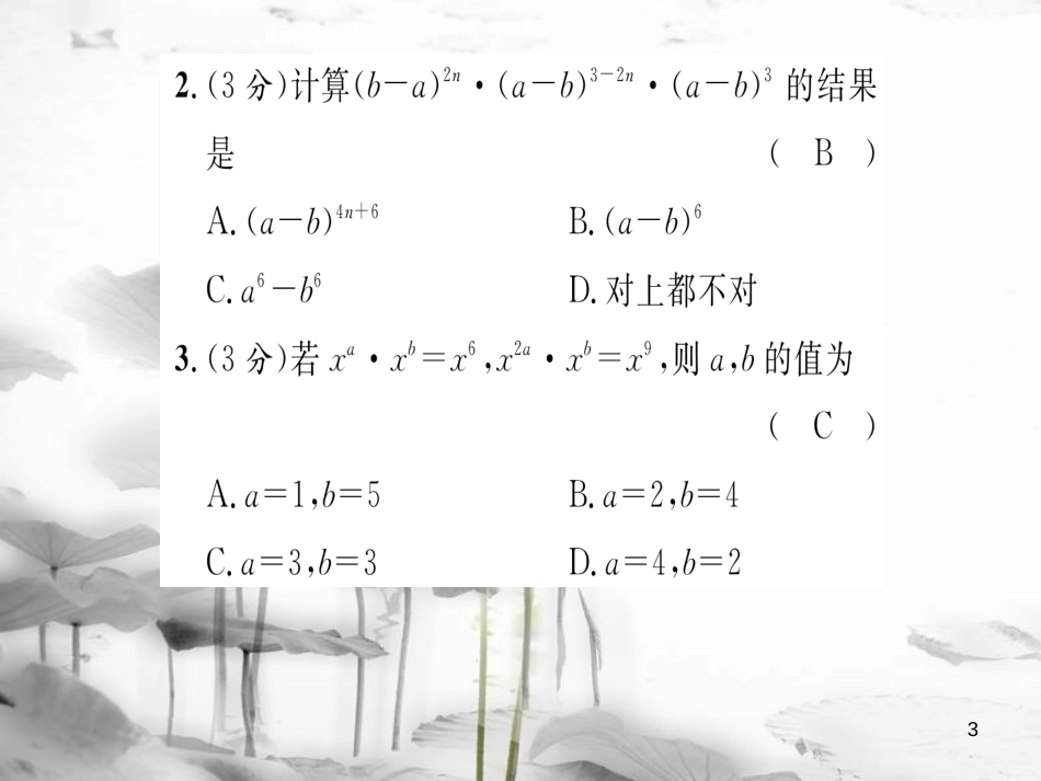 lvzAAA八年级数学上册 第12章 整式的乘除双休作业二课件 （新版）华东师大版_第3页