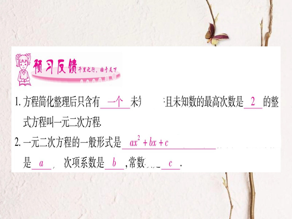 九年级数学上册 2.1 一元二次方程习题课件 （新版）湘教版_第2页