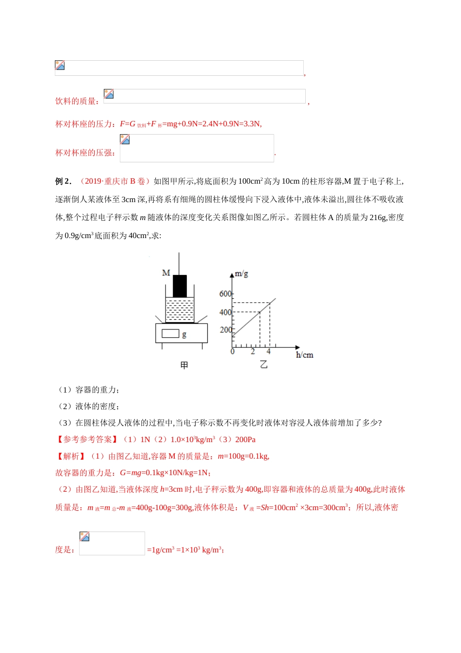 专题12  论述计算之压强、浮力类 -2020年中考物理《重点题型夺分攻略》（解析版）_第2页