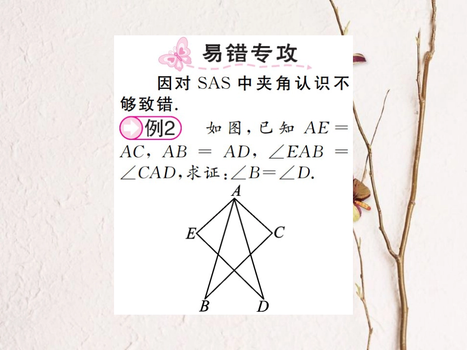 八年级数学上册 2.5 全等三角形 第2课时 三角形全等的判定（SAS）课件 （新版）湘教版_第2页