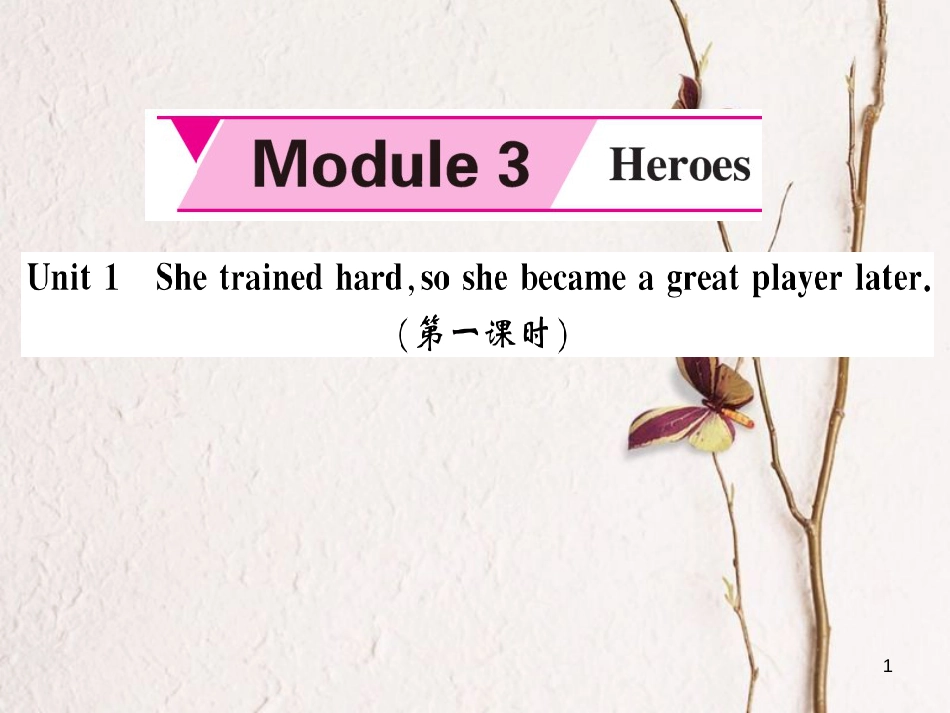 cuiAAA九年级英语上册 Module 3 Heroes Unit 1 She trained hard,so she became a great player later（第1课时）课件 （新版）外研版_第1页