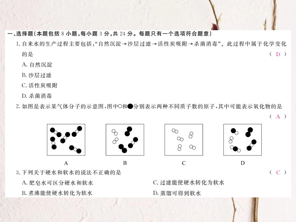 （贵州专）九年级化学上册 第四单元 自然界的水复习课件 （新）新人教版_第2页