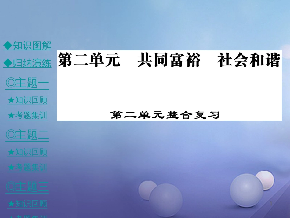 九年级政治全册 第二单元 共同富裕 社会和谐整合课件 粤教版[共53页]_第1页