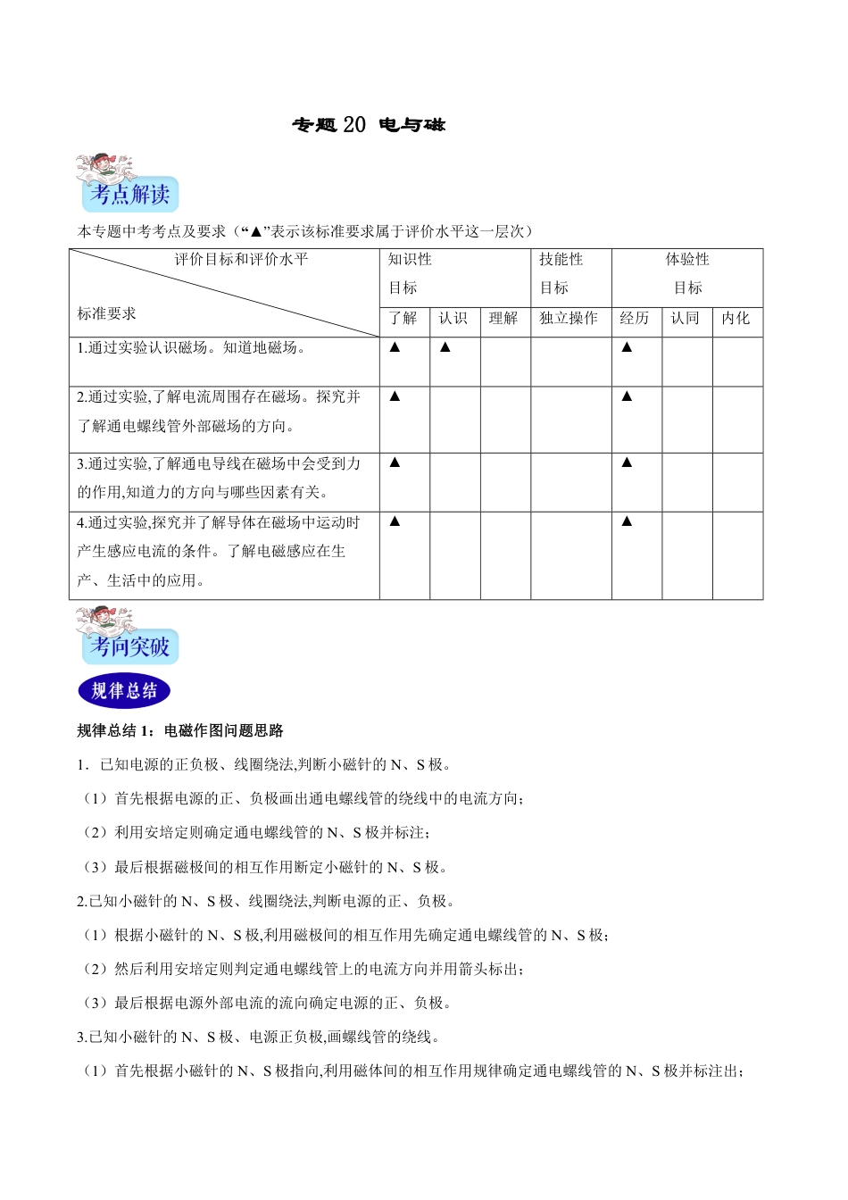 专题20 电与磁（解析版）_第1页