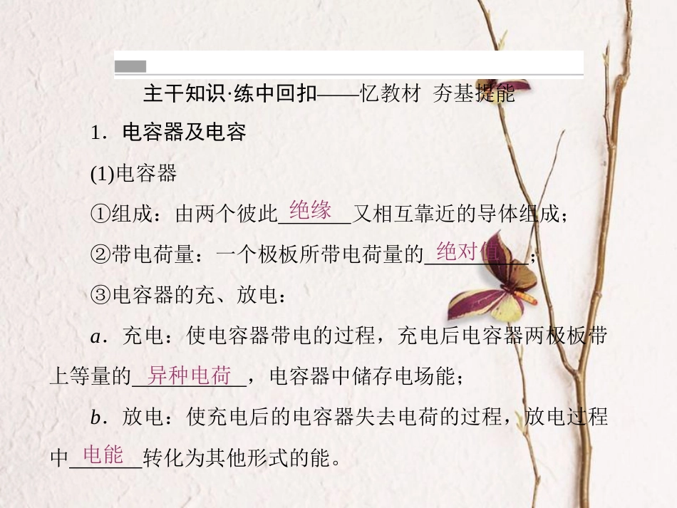 （新课标）高考物理一轮复习 第六章 静电场 第3讲 电容器 带电粒子在电场中的运动课件_第2页