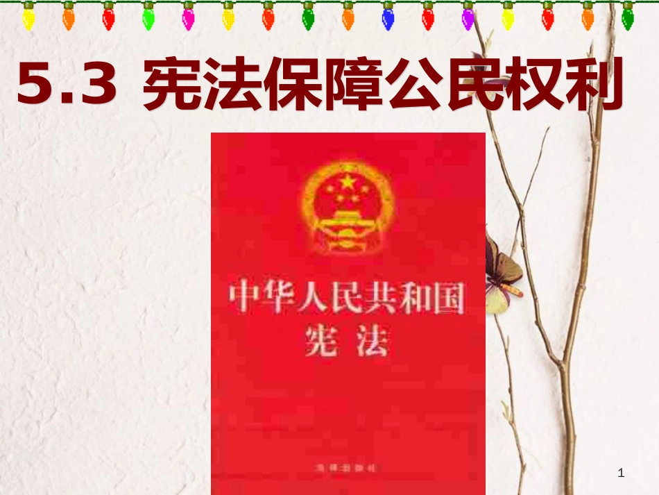 八年级政治下册 第五单元 我是中国公民 5.3 宪法保障公民权利课件 粤教版_第1页